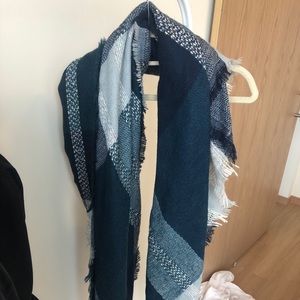 Navy Plaid Blanket Scarf